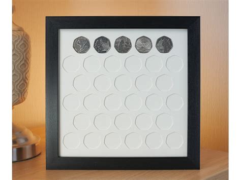 Display Frame For Uk 50p Coins Wall Hanging Case For 33 Fifty Pence