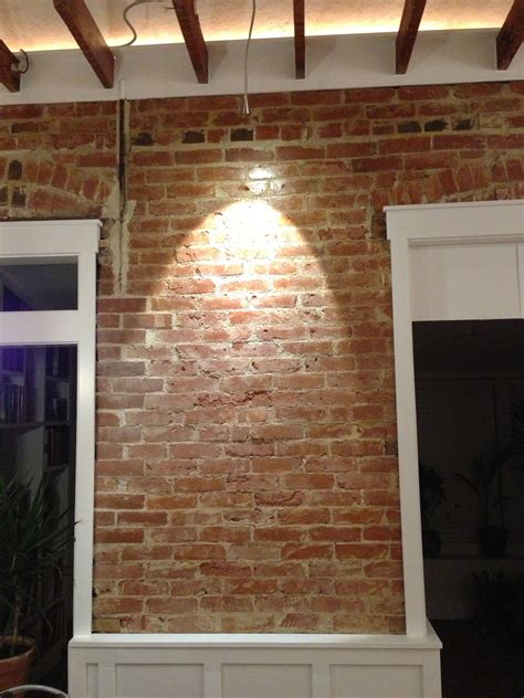 Reclaimed brick with wainscoting. | Faux brick walls, Cheap interior