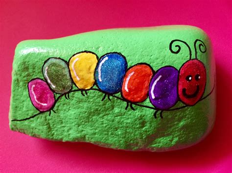 Rock Painting Ideas Caterpillar Kids Painted Rocks Rock Art Crafts