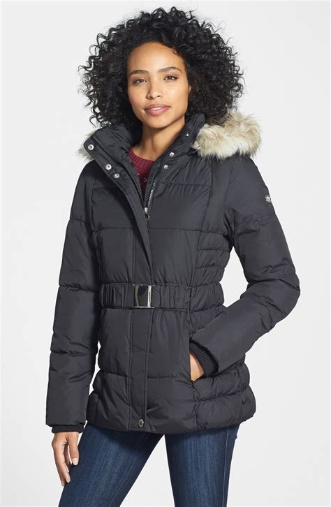 Laundry By Design Faux Fur Trim Belted Puffer Jacket Online Only