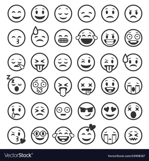 Emoticons Outline Emoji Faces Emoticon Funny Vector Image Ad Emoji