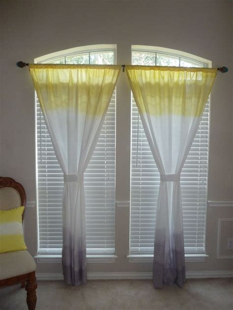 ombre dip dyed yellow  grey curtain panel  etsycom
