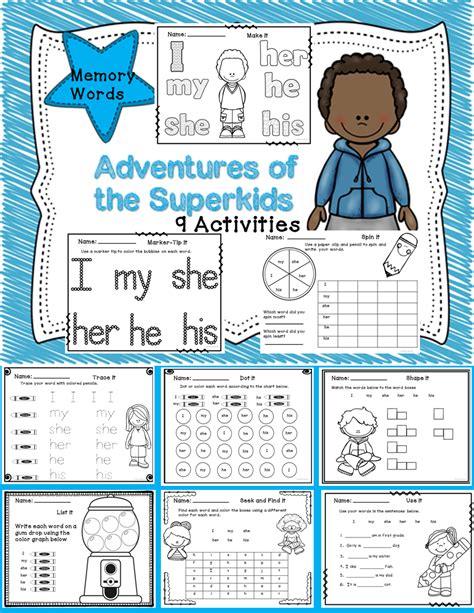 Adventures Of The Superkids Memory Word Worksheets Superkids Reading