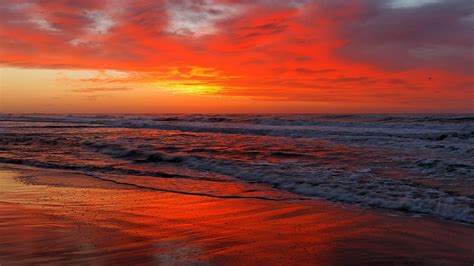 Ocean 5k 4k Wallpaper Sea Sunset Shore Beach Horizontal