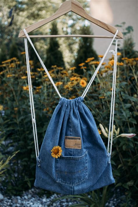 Handmade Jeans Denim Backpack Bag Tote Bag Diy School Dog Garden