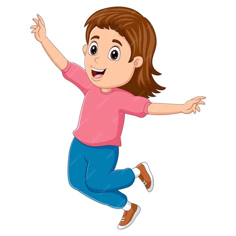 Premium Vector Funny A Little Girl Jumping Isolated On White Background