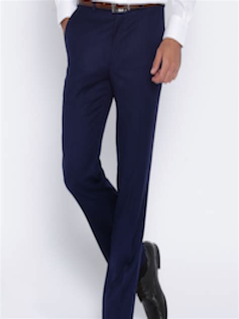 Buy Raymond Navy Contemporary Fit Formal Trousers Trousers For Men