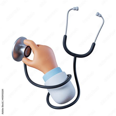 3d Rendering Doctor Cartoon Hand With Stethoscope Healthcare