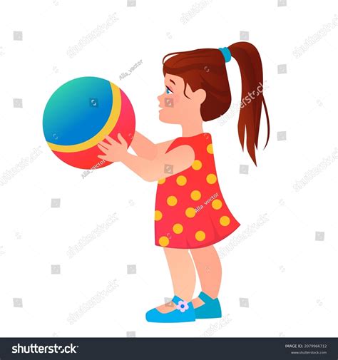 Girl Holding Ball Little Girl Playing Stock Vector Royalty Free