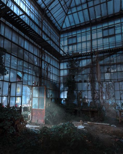 Moonlight In The Abandoned Greenhouse Mystical Places Scenery Dark