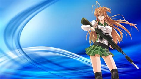Wallpaper Illustration Anime Girls Weapon School Uniform