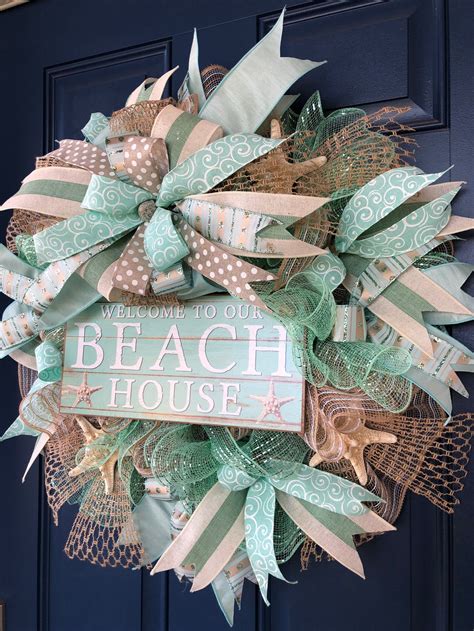 Beach House Welcome Wreath Ocean Front Door Cottage Decor Etsy