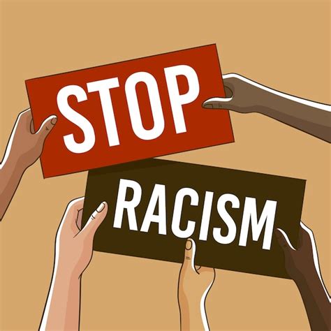 People Protesting With Placards Against Racism Free Vector