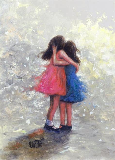 Sisters Art Print Two Sisters Hugging Girls Sister Wall Decor Black And White Sister Art