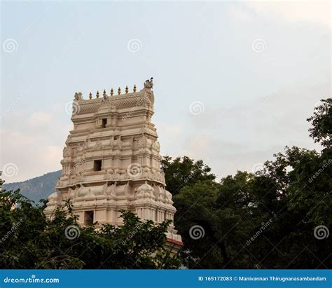 Beautiful Temple Tower Along The Mountain Range Of Salem Tamil Nadu