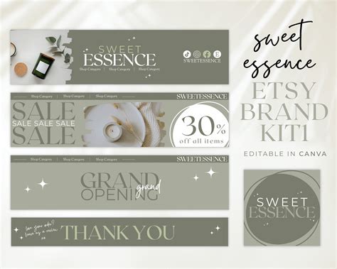 Etsy Shop Branding Starter Pack Kit Etsy Branding Kit Editable Etsy Banner Template Etsy