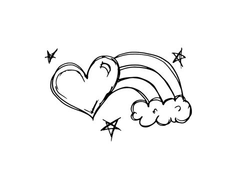 Svg Clipart Sketchy Rainbow Heart And Stars Cutting Machine Art Instant