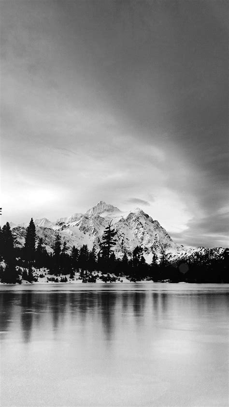 Frozen Lake Winter Snow Wood Forest Cold Bw Dark Iphone Wallpapers Free