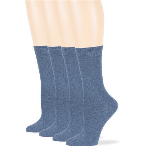 Womens Cotton Casual Crew Socks Denim Blue Medium 9 11 4 Pack