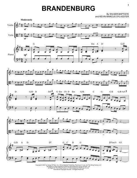 Brandenburg Sheet Music Black Violin Instrumental Duet And Piano
