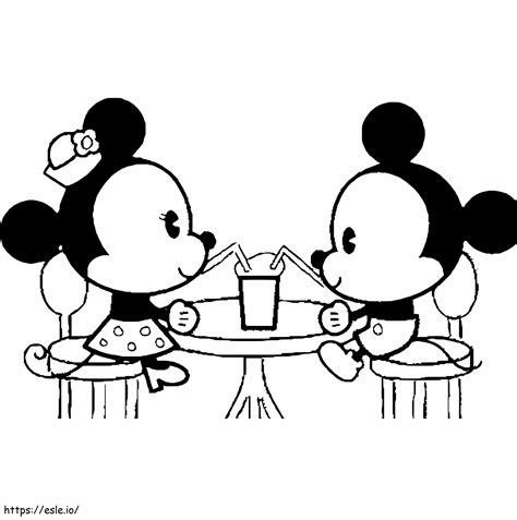 Mickey And Minnie Disney Cuties Coloring Page