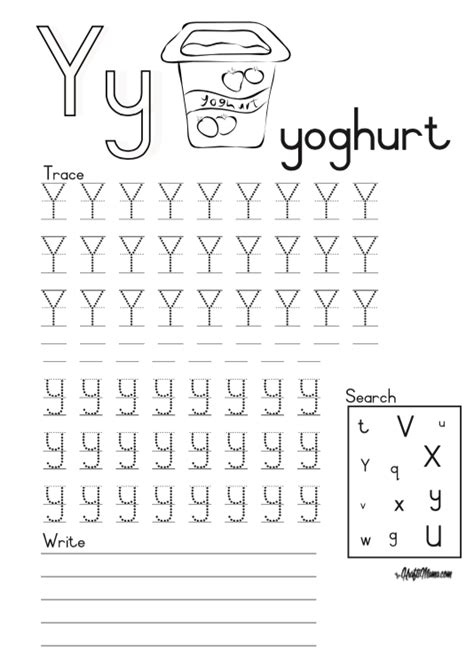 Alphabet Printable Y For Yoghurt Free • Kraftimama Preschool Writing