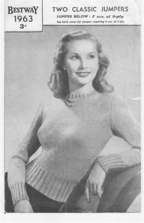 2 Jumpers 1940s Vintage Knitting Pattern 36 Bust Etsy Uk Vintage