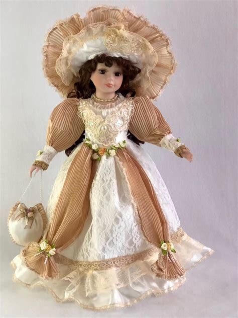 Jmisa Collection 18 Inch Standing Porcelain Victorian Doll With Wood