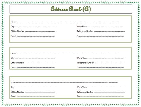 Address Book Template Record Your Important Addresses