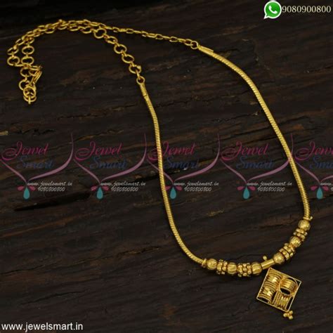 Simple Thali Kodi Chain Necklace Gold Designs Daily Wear Jewellery Nl23115
