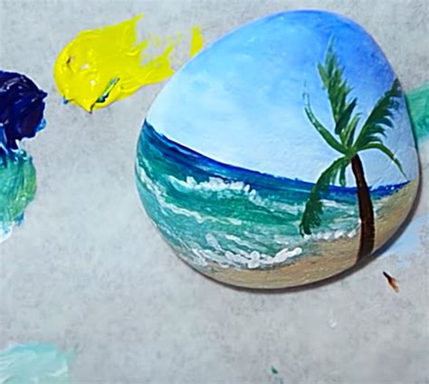 How To Paint A Beach Scene On A Rock