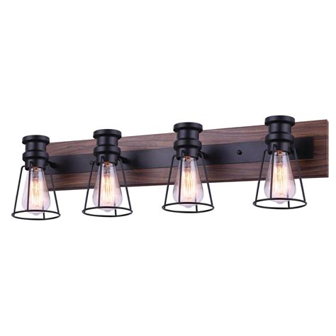 Now here are my issues with this product: CANARM Blake 32 in. 4-Light Matte Black and Faux Wood ...