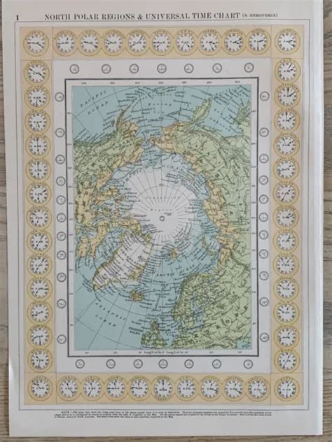 1907 North Polar Regions Arctic Sea Chart Original Antique Map By Gw