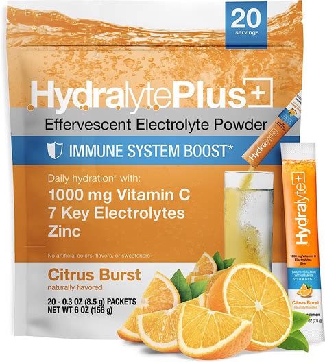 Buy Hydralyte Electrolytes Plus Immunity Citrus Low Sugar Rapid