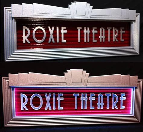 Custom Built Lighted Art Deco Home Theater Marquee Created By Old