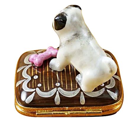 Pug On Base With Bone Limoges Boxes And Figurines Limoges Factory Co