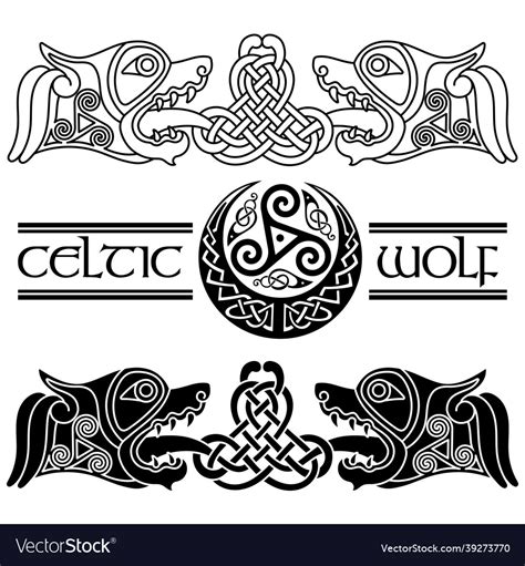 Wolfs In Celtic Style Celtic Pattern And Celtic Vector Image