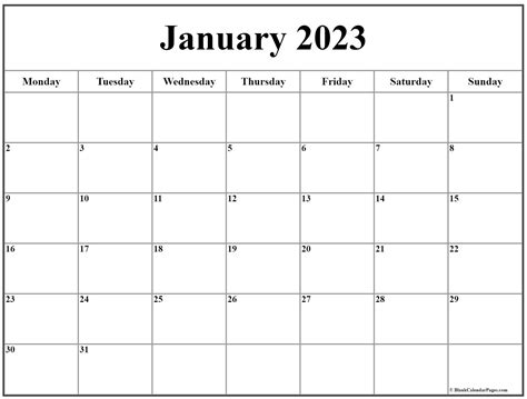 2023 Year Calendar With The Week Starting On Monday A Printable