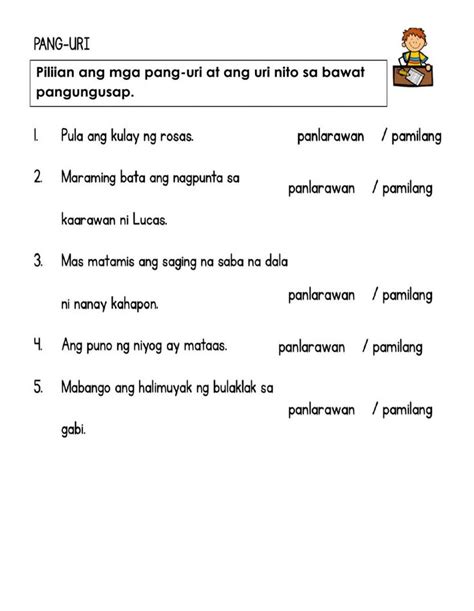 Worksheet For Grade 3 Pang Uri Printable Worksheets A