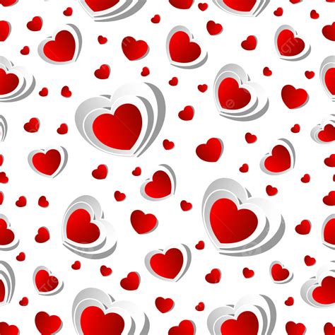 3d Hearts Seamless Pattern With Red Heart Vector Hearts Pattern