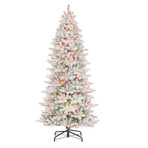 Puleo International 75 Pre Lit Slim Flocked Fraser Fir Artificial