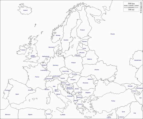 67 particular western europe outline. Map Of Europe Black and White Printable