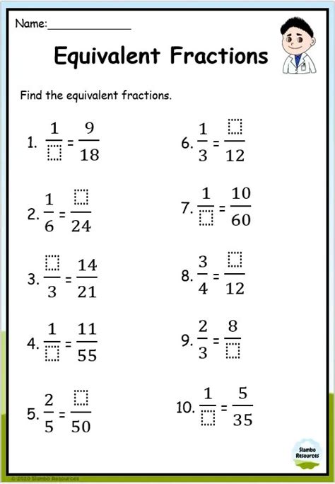 Grade 5 Equivalent Fractions Worksheets Free Printables