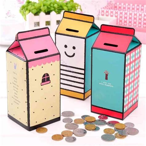 1 X Diy Mini Bank Money Saving Coin Container Paper Storage Box Desktop