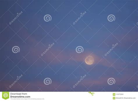 Purple Sunset Sky With Full Moon Stock Image Image Of