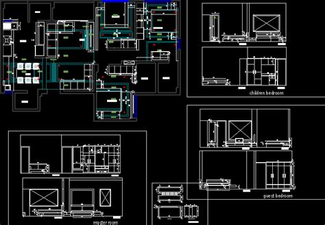 Interior Design 3 Bedroom Home Dwg Block For Autocad • Designs Cad