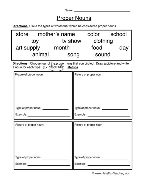 Proper Nouns Worksheet By Teach Simple