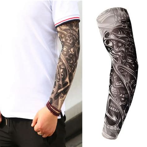 Fake Temporary Tattoo Sleeves Tattoos Full Long Slip On Arm Tattoo Sleeve Kit Men Elastic Nylon