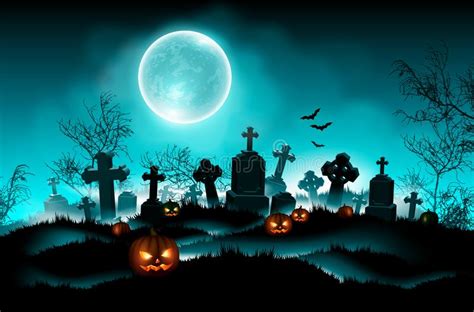 Halloween Background With Moon High Detailed Realistic Illustration