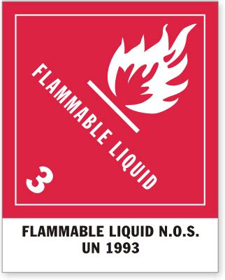 Dot Un Flammable Liquid Nos Labels Labels Roll Sku Dot